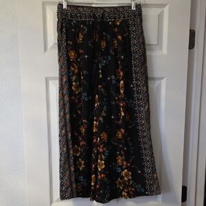 Zara Black Floral Boot Cut Pants